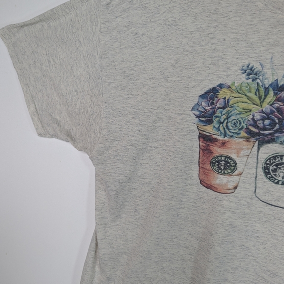 Unisex Starbucks Succulents Gray XL Tshirt Coffee Lover Plants Distressed - Picture 6 of 10